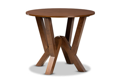 Baxton Studio Ariane Modern and Contemporary Grey Fabric Upholstered and Walnut Brown Finished Wood 5-Piece Dining Set