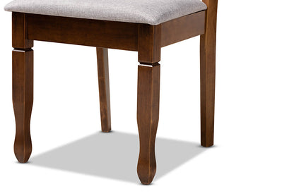 Baxton Studio Ariane Modern and Contemporary Grey Fabric Upholstered and Walnut Brown Finished Wood 5-Piece Dining Set