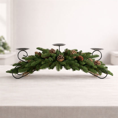 Pine and Pinecone Centerpiece Candle Holder 30"L