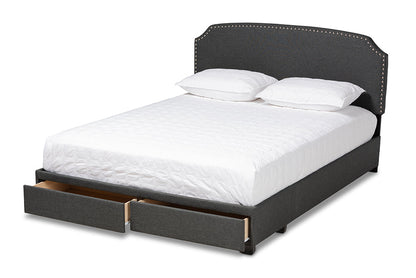 Baxton Studio Larese Dark Grey Fabric Upholstered 2-Drawer Queen Size Platform Storage Bed