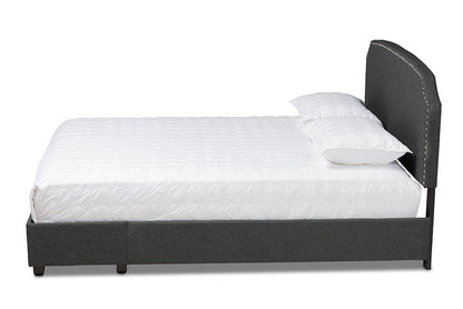 Baxton Studio Larese Dark Grey Fabric Upholstered 2-Drawer Queen Size Platform Storage Bed