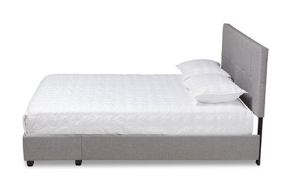 Baxton Studio Netti Light Grey Fabric Upholstered 2-Drawer King Size Platform Storage Bed