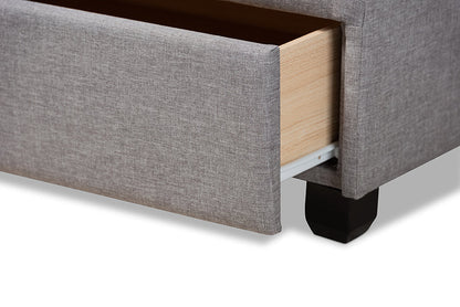 Baxton Studio Netti Light Grey Fabric Upholstered 2-Drawer King Size Platform Storage Bed