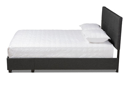 Baxton Studio Netti Dark Grey Fabric Upholstered 2-Drawer King Size Platform Storage Bed