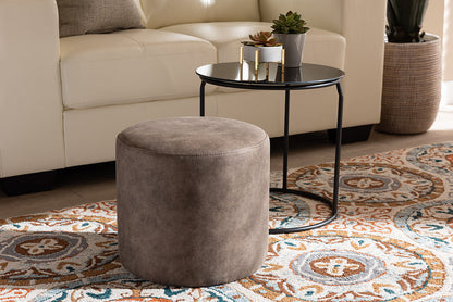 Baxton Studio Kira Modern and Contemporary Black with Grey and Brown 2-Piece Nesting Table and Ottoman Set