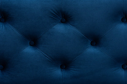 Baxton Studio Hannah Modern and Contemporary Navy Blue Velvet Fabric Upholstered Button-Tufted Storage Ottoman Bench