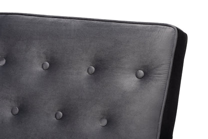 Baxton Studio Sorrento Mid-century Modern Grey Velvet Fabric Upholstered Walnut Finished Wooden Lounge Chair