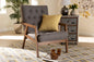 Baxton Studio Naeva Mid-Century Modern Grey Fabric Upholstered Walnut Finished Wood Armchair