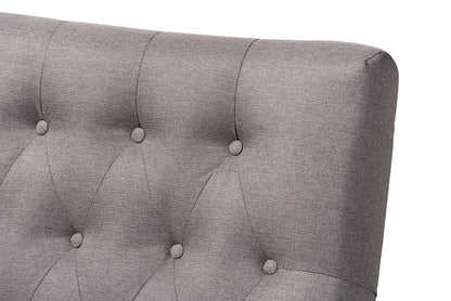Baxton Studio Naeva Mid-Century Modern Grey Fabric Upholstered Walnut Finished Wood 2-Piece Armchair and Footstool Set