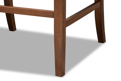 Baxton Studio Alira Modern and Contemporary Beige Fabric Upholstered Walnut Finished Wood Button Tufted Bar Stool Bench