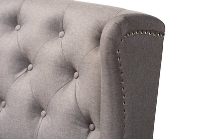 Baxton Studio Alira Modern and Contemporary Grey Fabric Upholstered Walnut Finished Wood Button Tufted Bar Stool Bench
