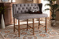 Baxton Studio Alira Modern and Contemporary Grey Fabric Upholstered Walnut Finished Wood Button Tufted Bar Stool Bench