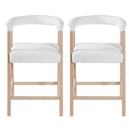26" Counter Height Bar Stools with Back | Set of 2 Padded Kitchen Island & Dining Stools — Modern Minimalist Style