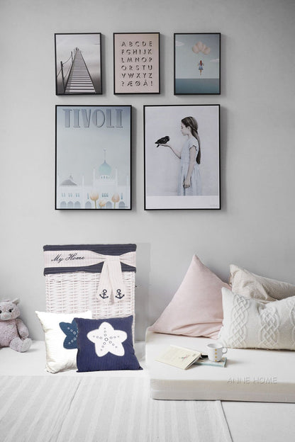 Anne Home - White Pillow Blue Star