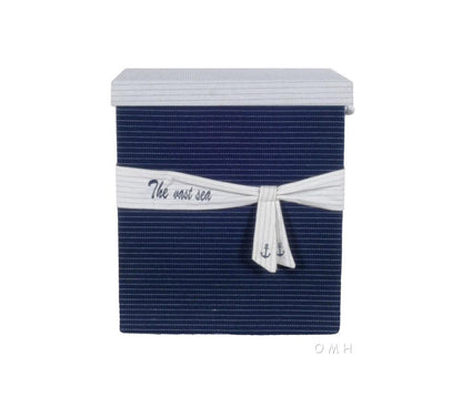 Anne Home - Set of 5 Blue Fabric Basket With Bow Decoration