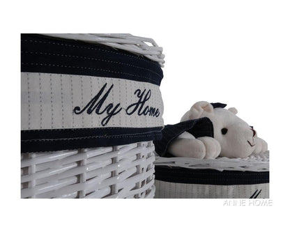 Anne Home - Set of 4 Oval Willow Baskets With Bear Design