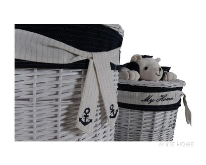 Anne Home - Set of 4 Oval Willow Baskets With Bear Design