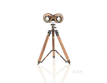 Wood/Brass Binocular On Stand