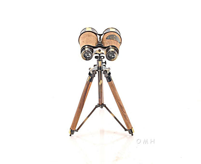 Wood/Brass Binocular On Stand