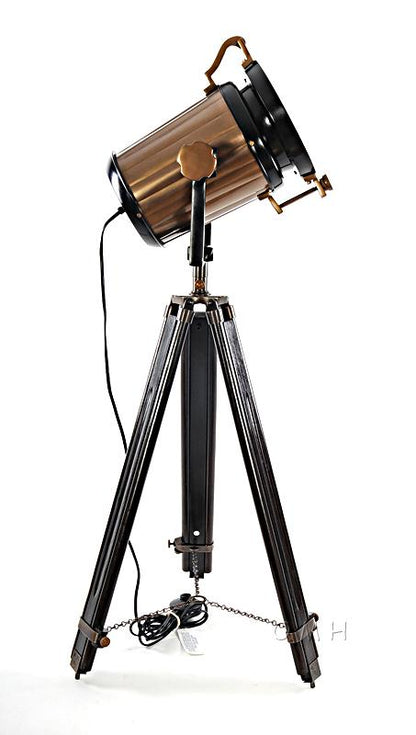 Alum/Steel Spot Light Wood Stand Textured Glass