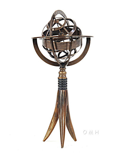 Brass Armillary On Horn Stand