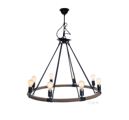 Rope Pendant Lamp - 8 Bulbs