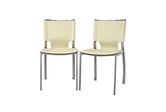 Baxton Studio Montclare Ivory Leather Modern Dining Chair (Set of 2)