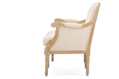 Baxton Studio Chavanon Wood & Light Beige Linen Traditional French Loveseat