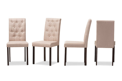 Baxton Studio Gardner Modern and Contemporary Dark Brown Finished Beige Fabric Upholstered Dining Chair (Set of 4)
