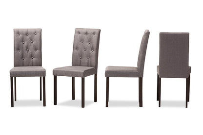 Baxton Studio Gardner Modern and Contemporary Dark Brown Finished Grey Fabric Upholstered Dining Chair (Set of 4)