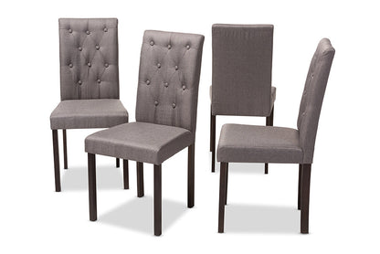 Baxton Studio Gardner Modern and Contemporary Dark Brown Finished Grey Fabric Upholstered Dining Chair (Set of 4)