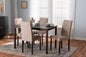 Baxton Studio Gardner Modern and Contemporary 5-Piece Dark Brown Finished Beige Fabric Upholstered Dining Set 