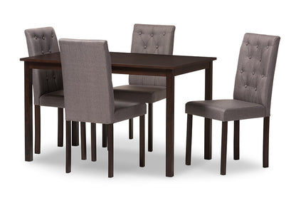 Baxton Studio Gardner Modern and Contemporary 5-Piece Dark Brown Finished Grey Fabric Upholstered Dining Set 