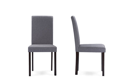 Baxton Studio Andrew Contemporary Espresso Wood Grey Fabric Dining Chair (Set of 4)