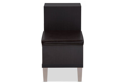 Baxton Studio Arielle Modern and Contemporary Dark Brown Wood 3-drawer Shoe Storage Padded Leatherette Seating Bench with Two Open Shelves