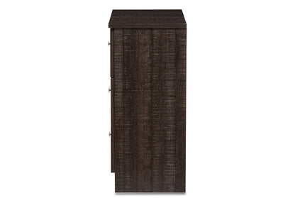 Baxton Studio Decon Modern and Contemporary Espresso Brown Wood 3-Drawer Storage Chest