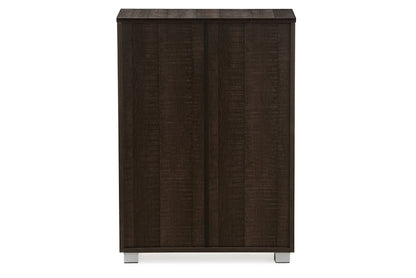 Baxton Studio Mason Modern and Contemporary Dark Brown Multipurpose Storage Cabinet Sideboard with Two Class Doors