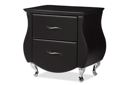 Baxton Studio Erin Modern and Contemporary Black Faux Leather Upholstered Nightstand