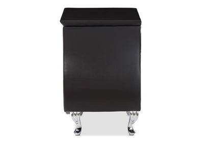 Baxton Studio Erin Modern and Contemporary Black Faux Leather Upholstered Nightstand