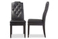 Baxton Studio Dylin Modern and Contemporary Black Faux Leather Button-Tufted Nail heads Trim Dining Chair (Set of 2)