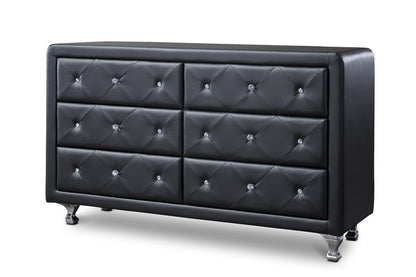 Baxton Studio Luminescence Black Faux Leather Upholstered Dresser