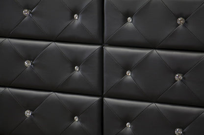 Baxton Studio Luminescence Black Faux Leather Upholstered Dresser