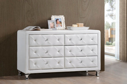 Baxton Studio Luminescence White Faux Leather Upholstered Dresser