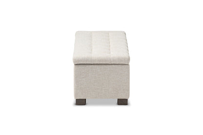 Baxton Studio Roanoke Modern and Contemporary Beige Fabric Upholstered Grid-Tufting Storage Ottoman Bench