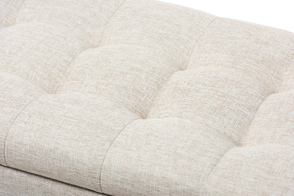 Baxton Studio Roanoke Modern and Contemporary Beige Fabric Upholstered Grid-Tufting Storage Ottoman Bench