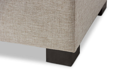 Baxton Studio Roanoke Modern and Contemporary Beige Fabric Upholstered Grid-Tufting Storage Ottoman Bench