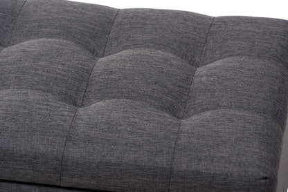 Baxton Studio Roanoke Modern and Contemporary Dark Grey Fabric Upholstered Grid-Tufting Storage Ottoman Bench