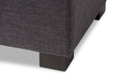 Baxton Studio Roanoke Modern and Contemporary Dark Grey Fabric Upholstered Grid-Tufting Storage Ottoman Bench