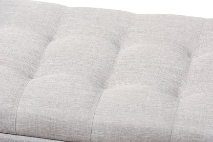 Baxton Studio Roanoke Modern and Contemporary Grayish Beige Fabric Upholstered Grid-Tufting Storage Ottoman Bench
