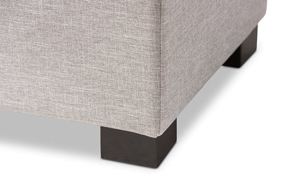 Baxton Studio Roanoke Modern and Contemporary Grayish Beige Fabric Upholstered Grid-Tufting Storage Ottoman Bench